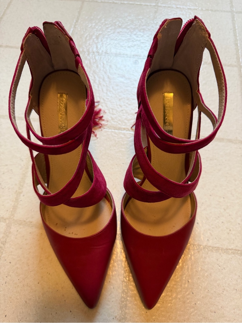 Louise et Cie Fuchsia Strappy Pointed-Toe Heels